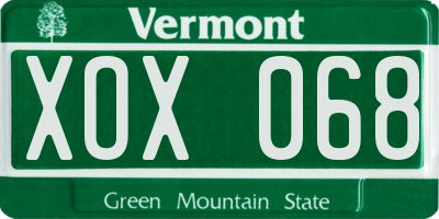 VT license plate XOX068