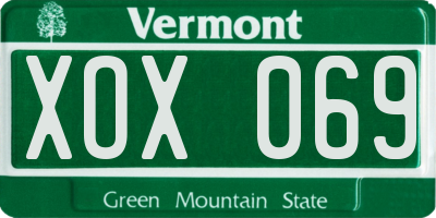 VT license plate XOX069