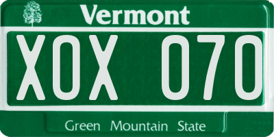 VT license plate XOX070