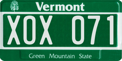 VT license plate XOX071