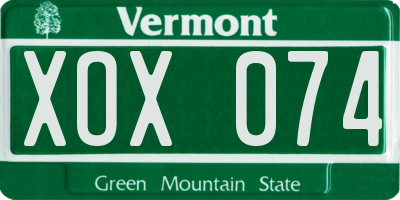 VT license plate XOX074