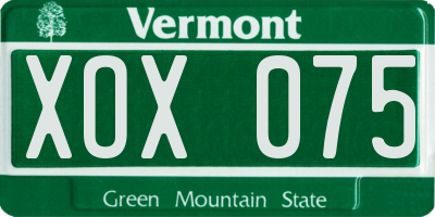 VT license plate XOX075