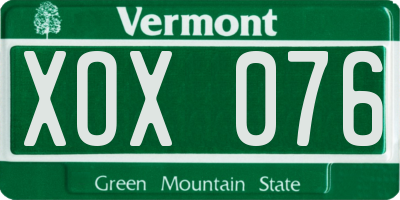 VT license plate XOX076