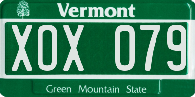 VT license plate XOX079