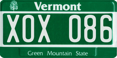 VT license plate XOX086