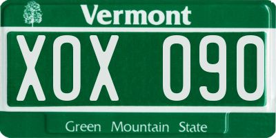 VT license plate XOX090