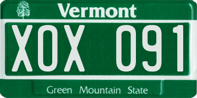 VT license plate XOX091