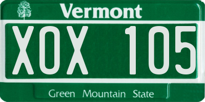 VT license plate XOX105