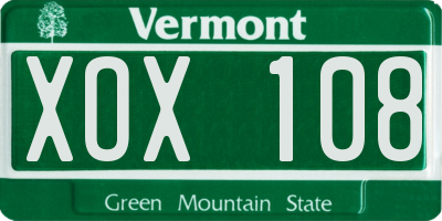 VT license plate XOX108
