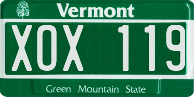 VT license plate XOX119