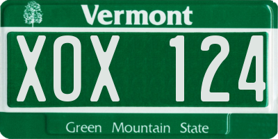 VT license plate XOX124