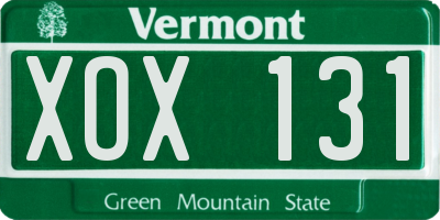 VT license plate XOX131