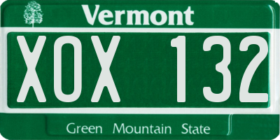 VT license plate XOX132