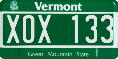 VT license plate XOX133