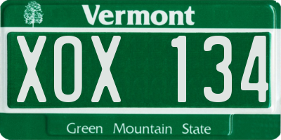 VT license plate XOX134