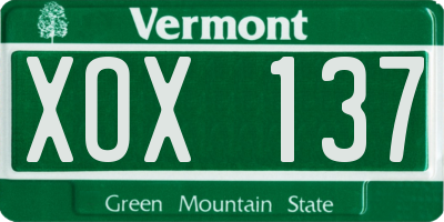 VT license plate XOX137