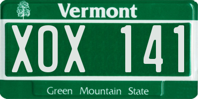 VT license plate XOX141