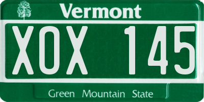 VT license plate XOX145