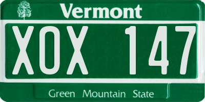 VT license plate XOX147