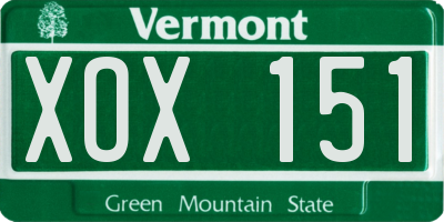 VT license plate XOX151