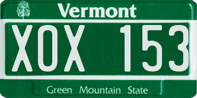 VT license plate XOX153