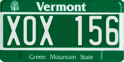 VT license plate XOX156