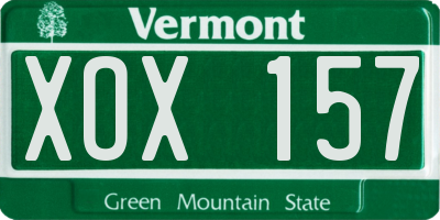 VT license plate XOX157