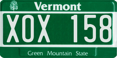 VT license plate XOX158