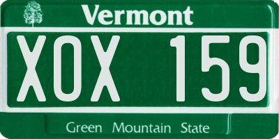 VT license plate XOX159