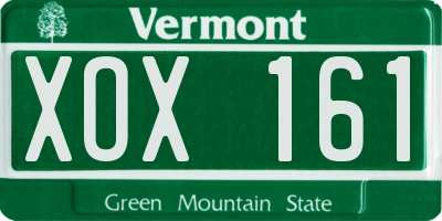 VT license plate XOX161