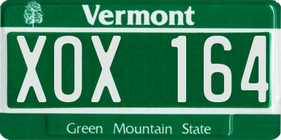 VT license plate XOX164
