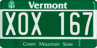 VT license plate XOX167