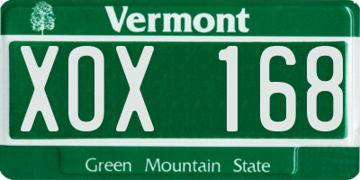 VT license plate XOX168