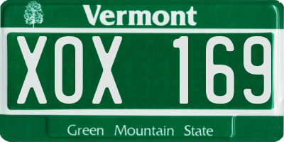 VT license plate XOX169
