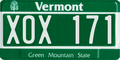 VT license plate XOX171