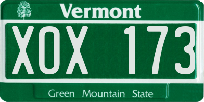 VT license plate XOX173