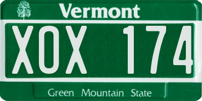 VT license plate XOX174