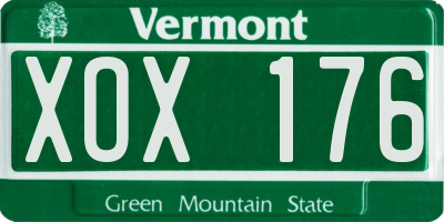 VT license plate XOX176