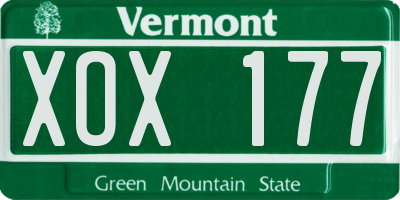 VT license plate XOX177