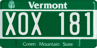 VT license plate XOX181
