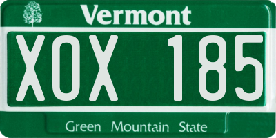VT license plate XOX185