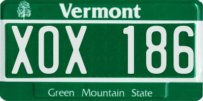 VT license plate XOX186