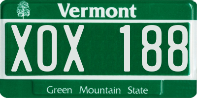 VT license plate XOX188