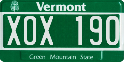 VT license plate XOX190
