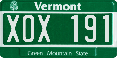 VT license plate XOX191
