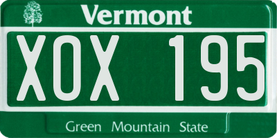 VT license plate XOX195