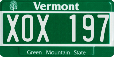 VT license plate XOX197