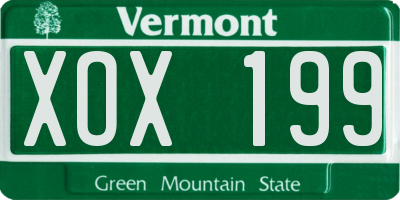 VT license plate XOX199