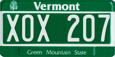 VT license plate XOX207