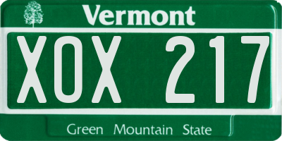 VT license plate XOX217